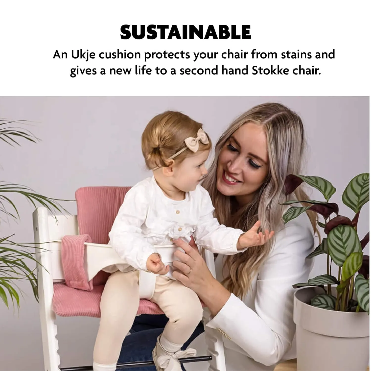 UKJE Cushion Compatible with Stokke Tripp Trapp (Old and New Model) 2 Pieces, Baby High Chair Cushion Oeko-Tex Cotton, Easy to Clean