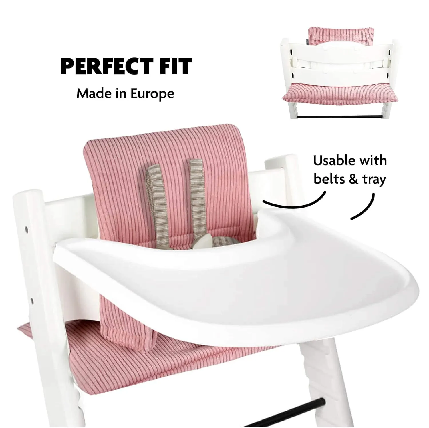UKJE Cushion Compatible with Stokke Tripp Trapp (Old and New Model) 2 Pieces, Baby High Chair Cushion Oeko-Tex Cotton, Easy to Clean