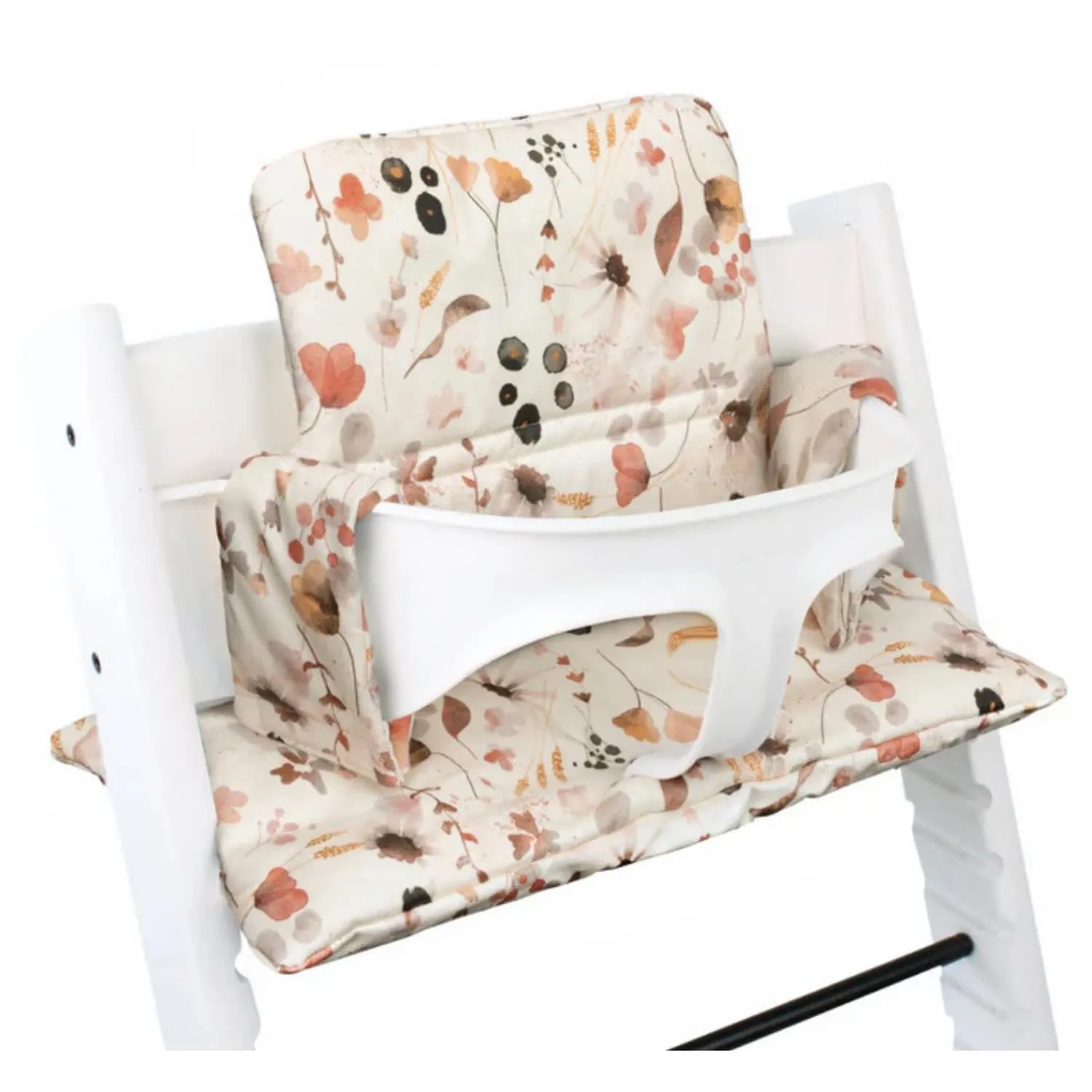 UKJE Cushion Compatible with Stokke Tripp Trapp - Soft Seat Cushion for Infants, Babies & Toddlers, High Chair Accessories, Cotton Fabric Insert, Easy to Install, Handmade in Europe (Wilde Flowers)