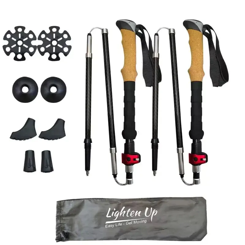 Ultra-light Telescopic Folding Trekking Pole: Carbon Fiber Walking Stick for Mountaineering