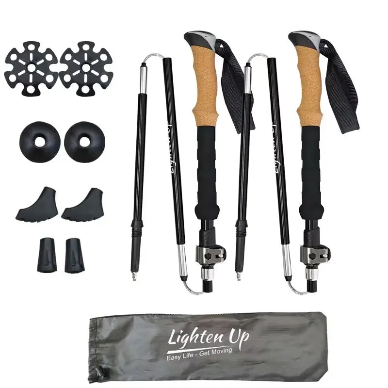 Ultra-light Telescopic Folding Trekking Pole: Carbon Fiber Walking Stick for Mountaineering