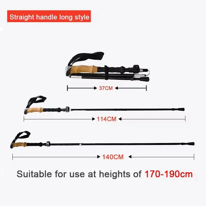 Ultra-light Telescopic Folding Trekking Pole: Carbon Fiber Walking Stick for Mountaineering