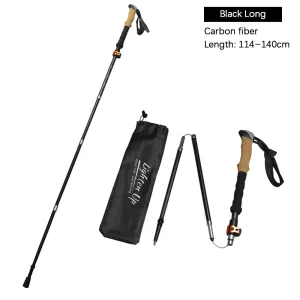 Ultra-light Telescopic Folding Trekking Pole: Carbon Fiber Walking Stick for Mountaineering