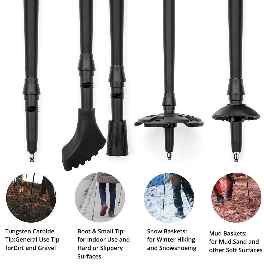 Ultra-light Telescopic Folding Trekking Pole: Carbon Fiber Walking Stick for Mountaineering