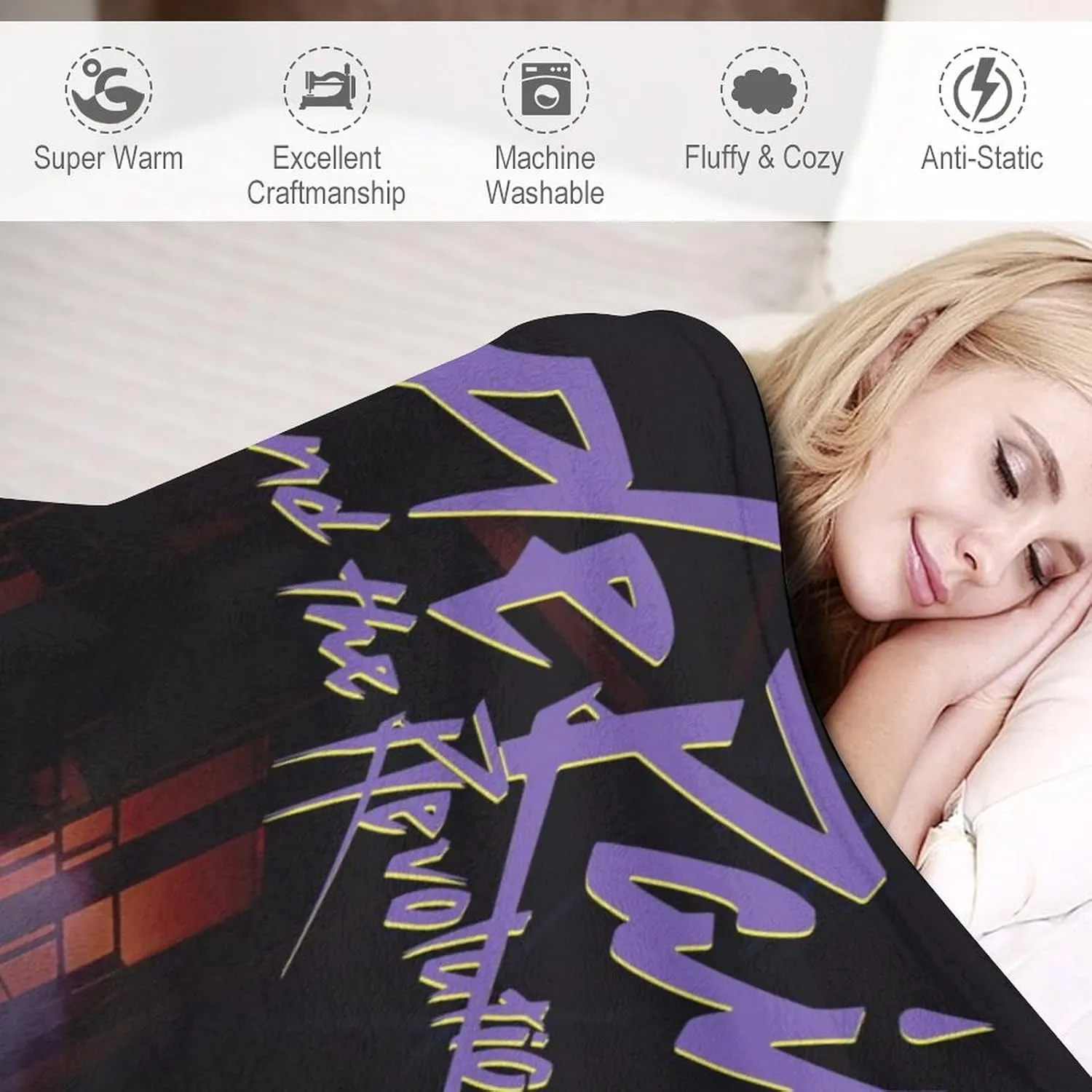 Ultra Soft Reversible Double Sided Blanket, Fluffy Thick Warm Plush Fuzzy Blanket for Couch, Bed and Gifts Funny Adorable for Punk Purple Music Prince Rain Throw 50"x60"