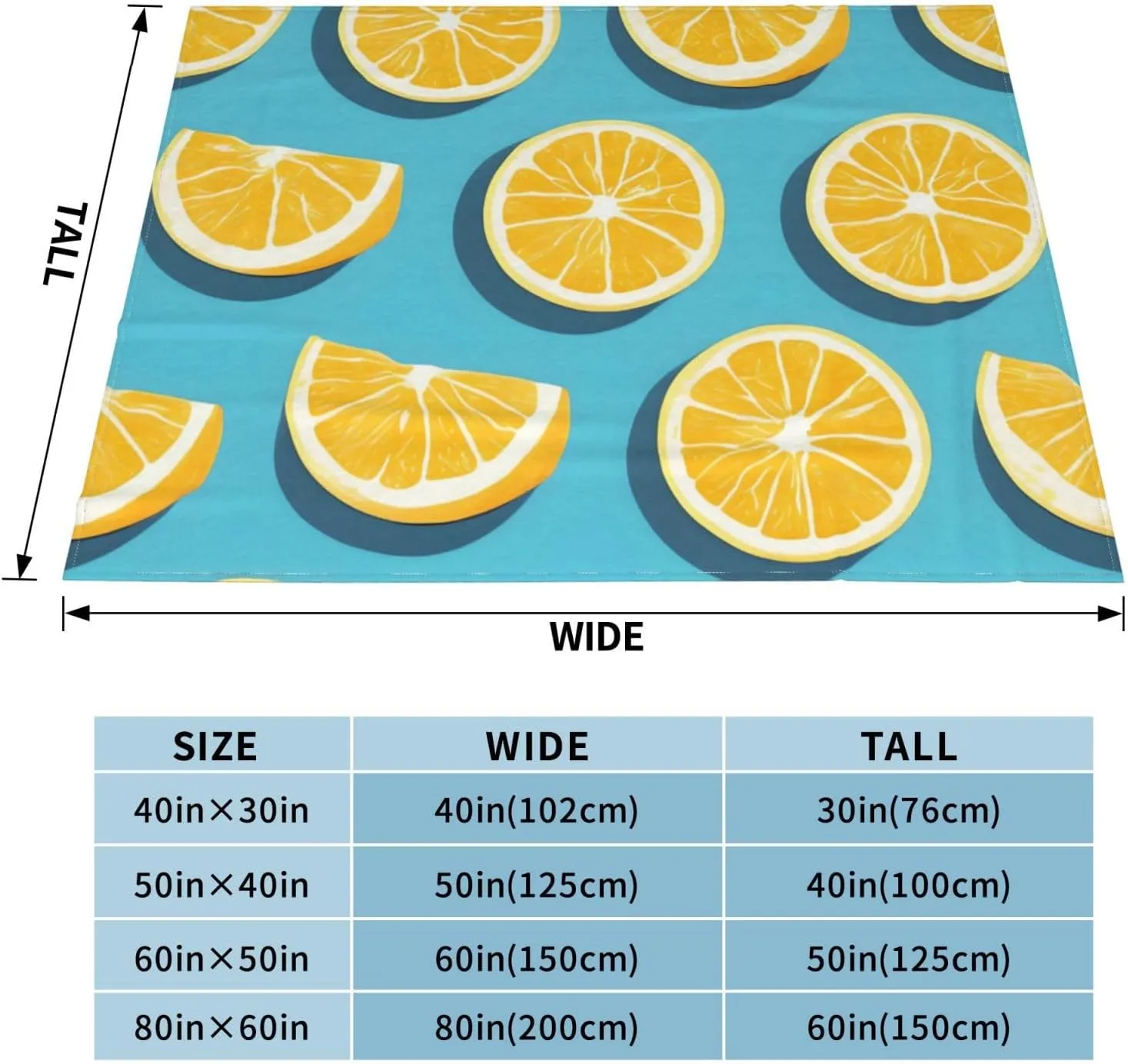 Ultra Soft Throw Blanket,Lemon Wedges, for Couch, Bed, Sofa, Cozy Plush Warm Thick Furry Blanket Gifts for Women Men, 60"x50"