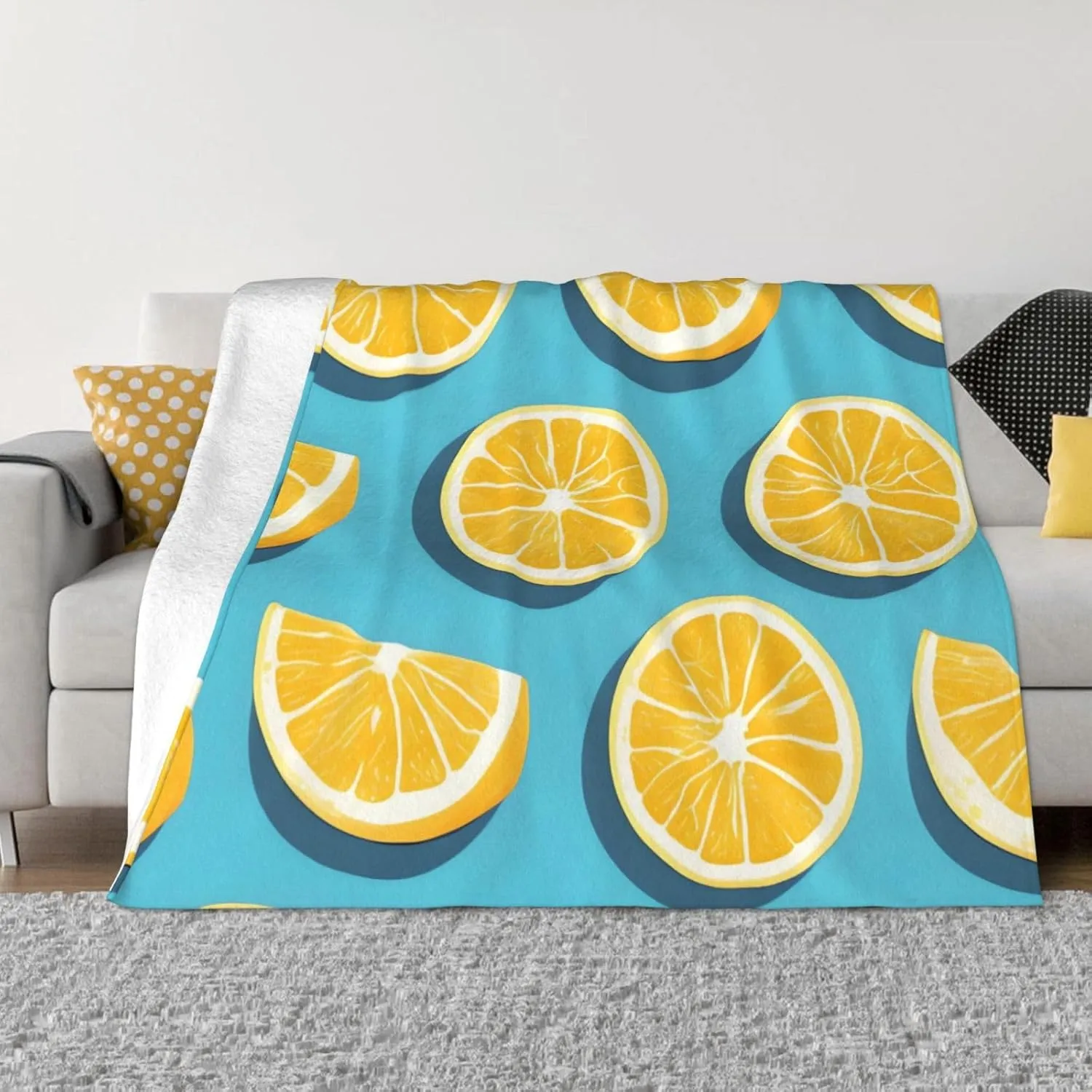 Ultra Soft Throw Blanket,Lemon Wedges, for Couch, Bed, Sofa, Cozy Plush Warm Thick Furry Blanket Gifts for Women Men, 60"x50"