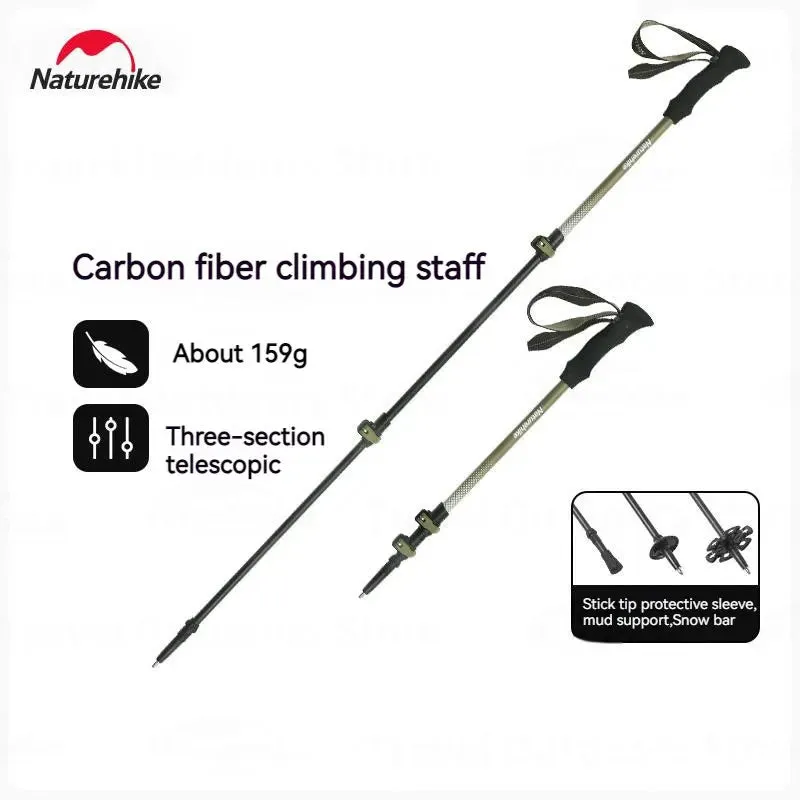 Ultralight 3K Carbon Fiber Telescopic Hiking Stick: 3-Section Trekking Pole for Outdoor Climbing