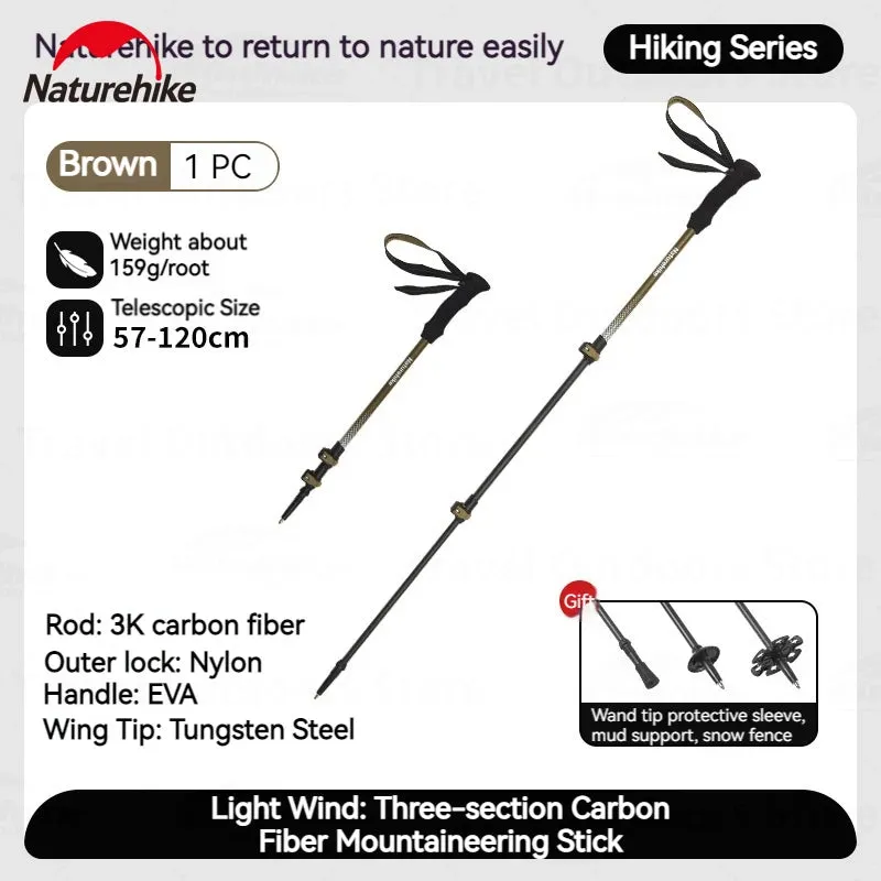 Ultralight 3K Carbon Fiber Telescopic Hiking Stick: 3-Section Trekking Pole for Outdoor Climbing