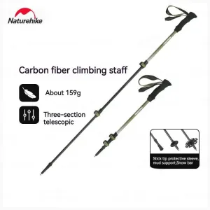 Ultralight 3K Carbon Fiber Telescopic Hiking Stick: 3-Section Trekking Pole for Outdoor Climbing