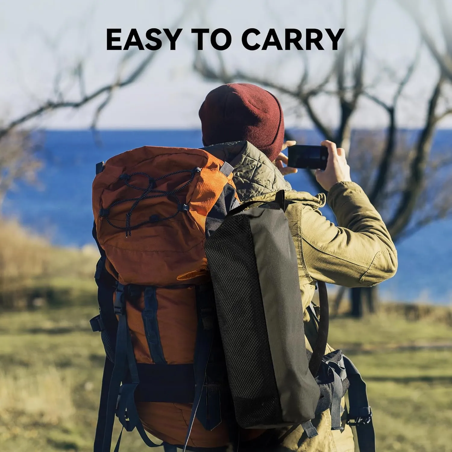 Ultralight Camping Chair, Portable Folding Backpacking Chair, Compact Camping Chair with Carry Bag for Outdoor Camp Hiking Backpack Beach Travel (Army Green)