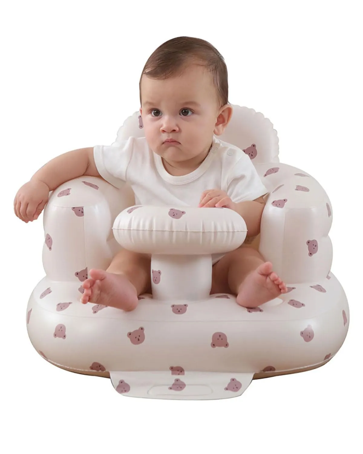 Upgrade Inflatable Baby Seat with Tray for Babies 3-36 Months, Built in Air Pump Bumbo Seat with Tray, Load-Capable Baby Chair Sit Me up Floor Seat for Baby, Learning to Sit&Feeding