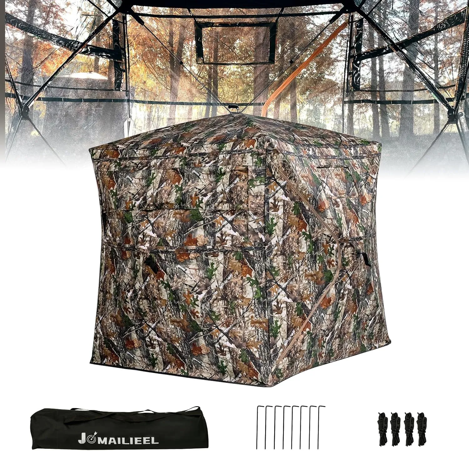 [Upgraded] Hunting Blind 360 Degree See Through Ground Blind for Deer Hunting, Turkey Hunting and Outdoor 2-3 Person, Pop Up Hunting Tent with Carry Bag
