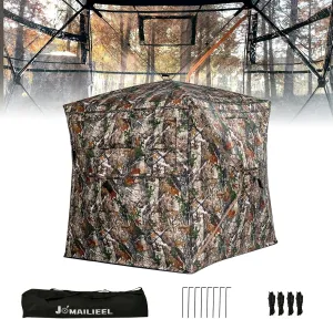 [Upgraded] Hunting Blind 360 Degree See Through Ground Blind for Deer Hunting, Turkey Hunting and Outdoor 2-3 Person, Pop Up Hunting Tent with Carry Bag