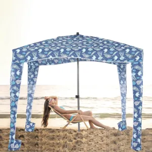 UPWELL Beach Tent Easy Set Up Canopy Sun Shelter Cool Cabana Shade with UPF 50 UV Protection Portable Beach Umbrella Outdoor Sunwall with Sand Pockets for Fishing Backyard Camping (Tropical Ocean)
