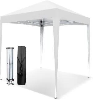 VINGLI 6.5x6.5 Pop Up Canopy Tent, Outdoor Foldable Portable Canopy for Camping, Patio, Parties, EZ Up Gazebo with Carry Bag (White)