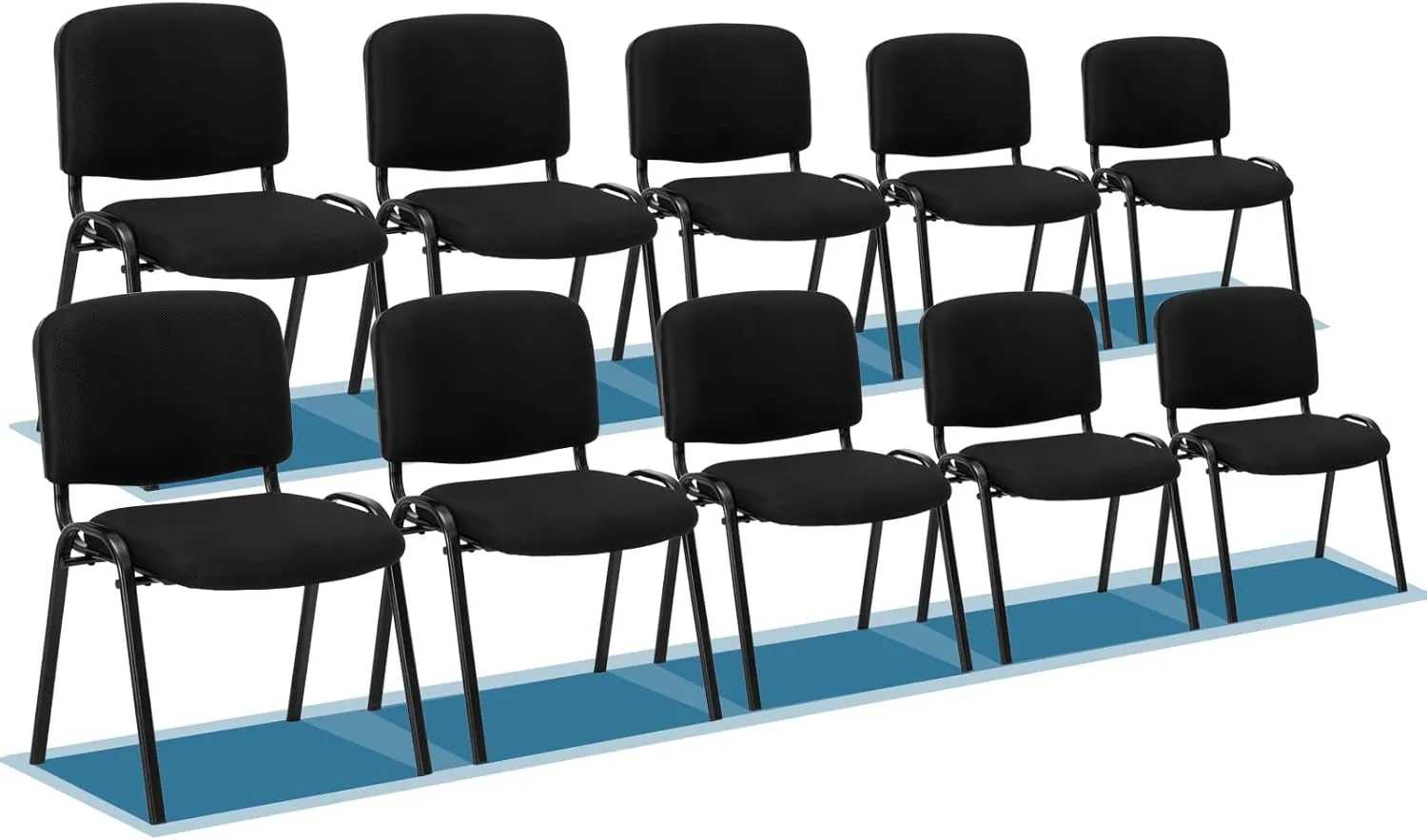 VINGLI Black Mesh Chairs - 10-Pack Stackable Armless Chairs for Office, Church, Conference & Meeting Rooms