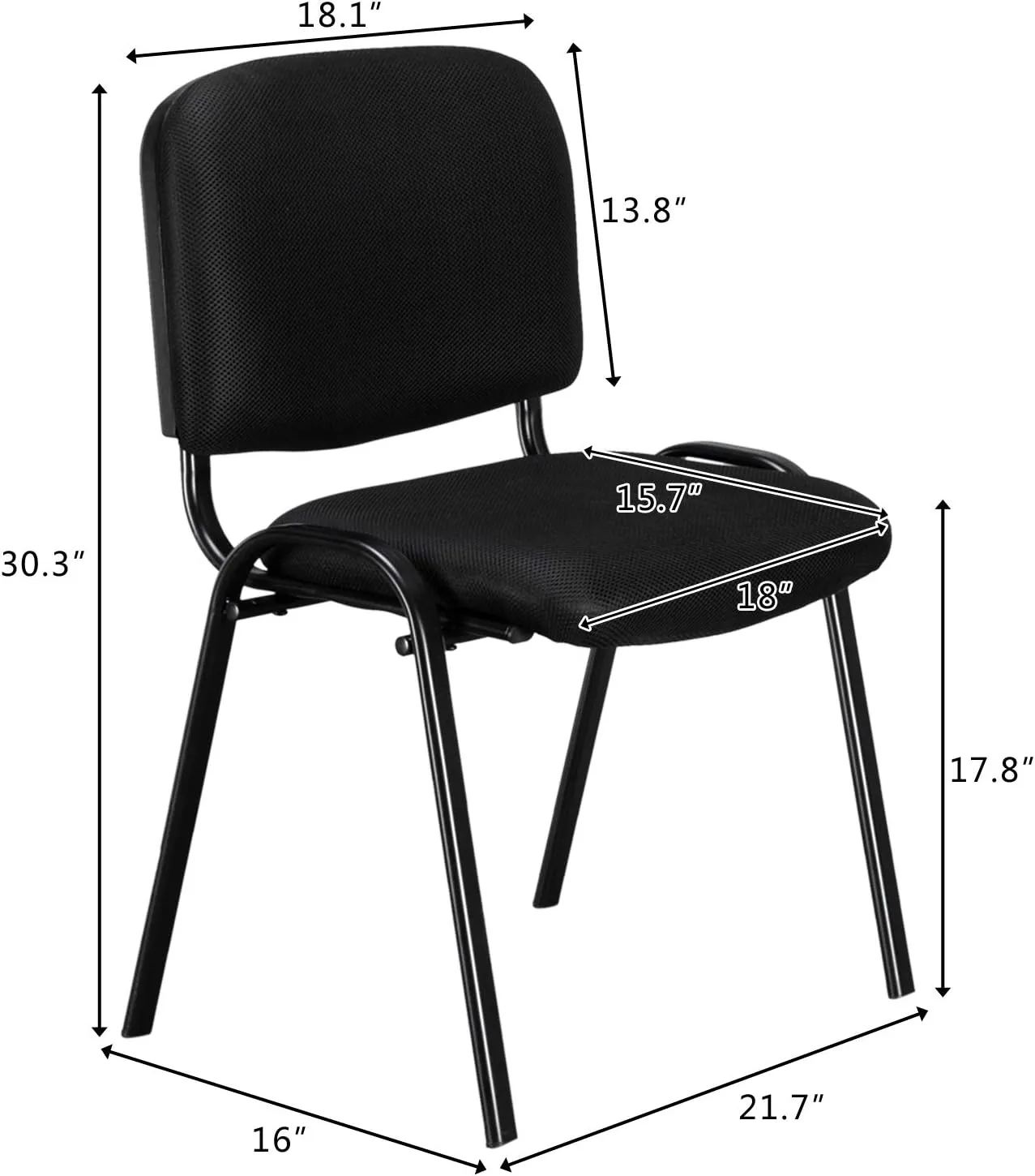 VINGLI Black Mesh Chairs - 10-Pack Stackable Armless Chairs for Office, Church, Conference & Meeting Rooms