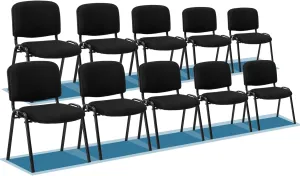 VINGLI Black Mesh Chairs - 10-Pack Stackable Armless Chairs for Office, Church, Conference & Meeting Rooms