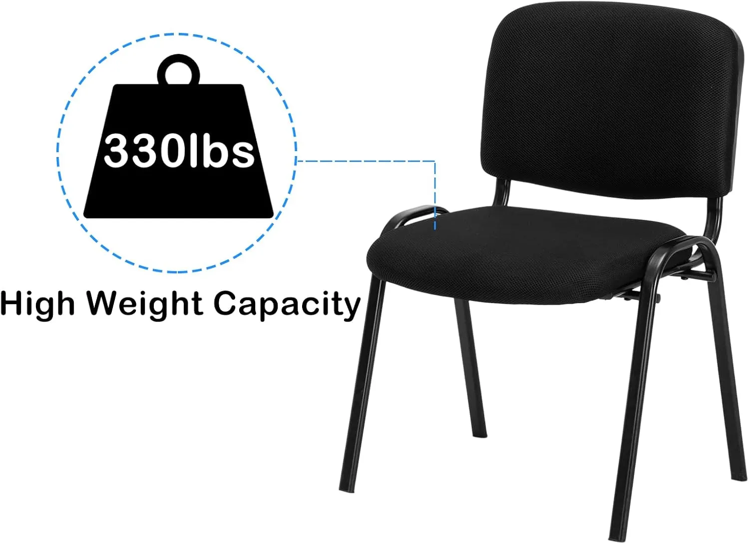 VINGLI Black Mesh Chairs - 10-Pack Stackable Armless Chairs for Office, Church, Conference & Meeting Rooms