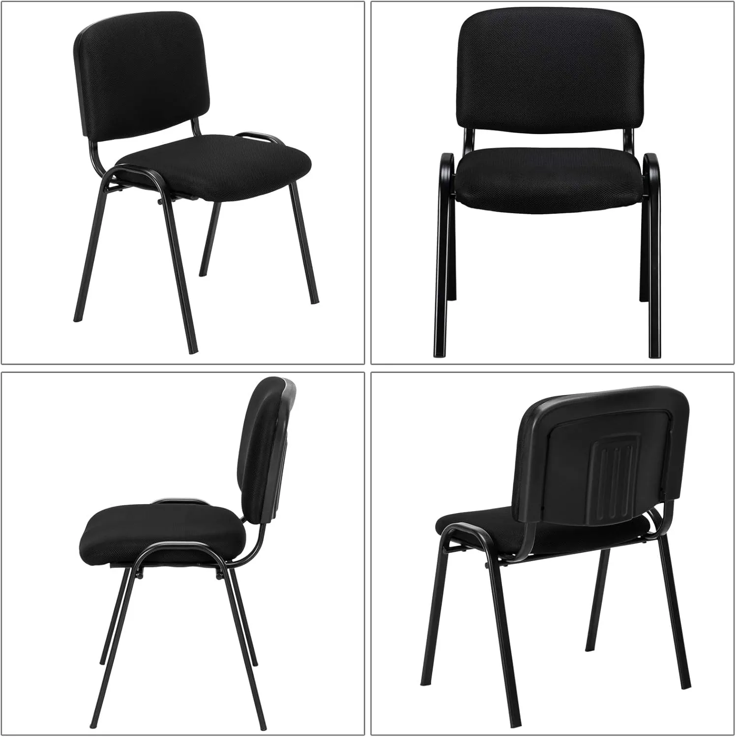 VINGLI Black Mesh Chairs - 10-Pack Stackable Armless Chairs for Office, Church, Conference & Meeting Rooms