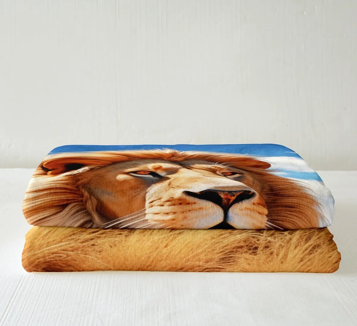 Vivid Lion Throw Blanket,Prairie Scenery Blue Sky Bed Blanket Kids Teens Boys Men Home Room Decor,Fierce Wildlife Fuzzy Blanket,Tropical African Animal Fleece Blanket,for Chair/Sofa,30"×40"