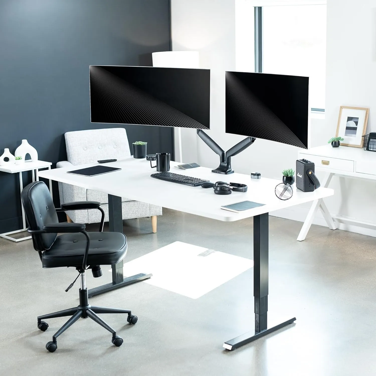 VIVO Premium Aluminum Heavy Duty Dual Monitor Arm for Ultrawide Monitors up to 40 inches and 24 lbs Each, Desk Mount Stand, Pneumatic Height, Max VESA 100x100, Black, STAND-V202Q