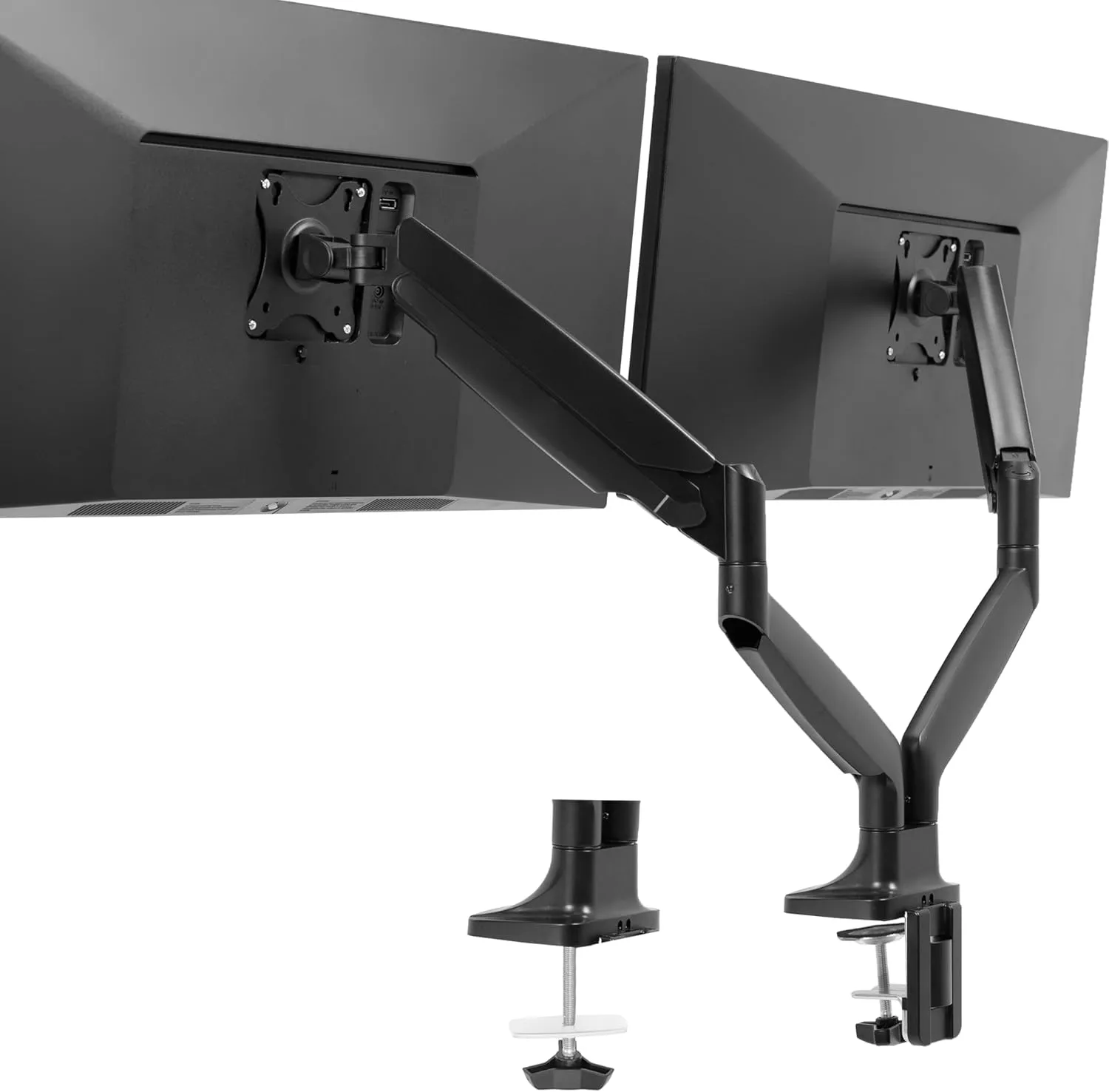 VIVO Premium Aluminum Heavy Duty Dual Monitor Arm for Ultrawide Monitors up to 40 inches and 24 lbs Each, Desk Mount Stand, Pneumatic Height, Max VESA 100x100, Black, STAND-V202Q