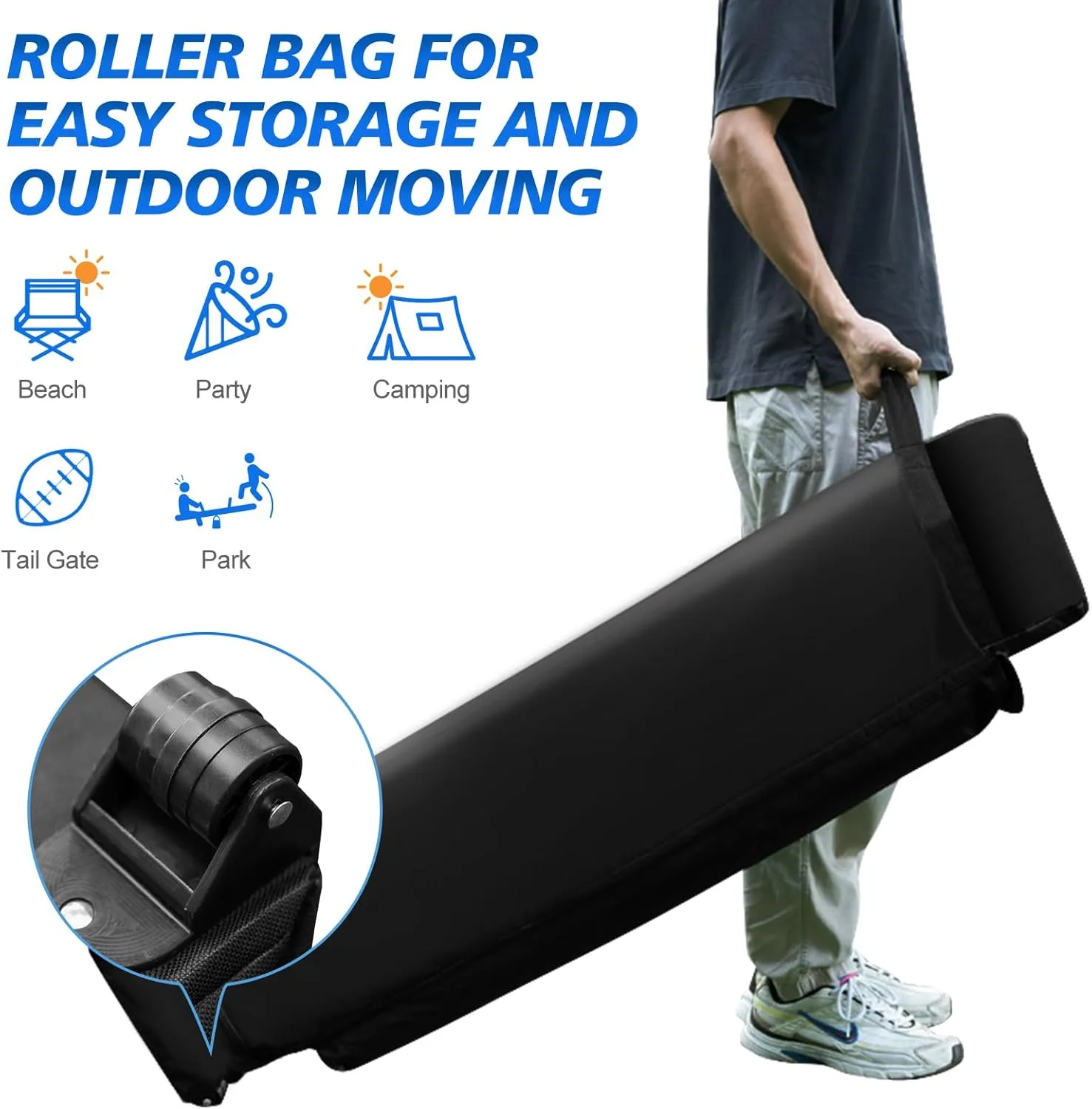 WEIZE Pop up Canopy Tent 10x10ft, 1-Button Push Setup, Instant Portable Shelter, Adjustable Height, Portable Roller Bag, 4 Weight Bags, Guy Ropes & Stakes Included Blue