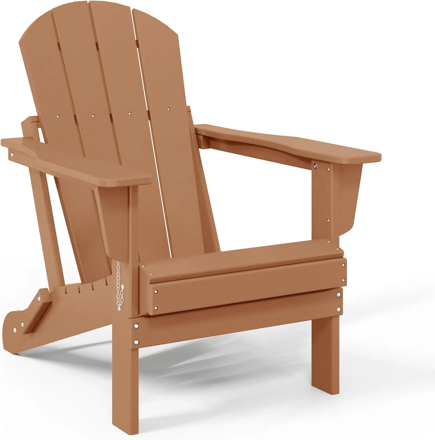 WestinTrends Malibu 4-Piece Set Outdoor Folding Poly Adirondack Chair, Teak