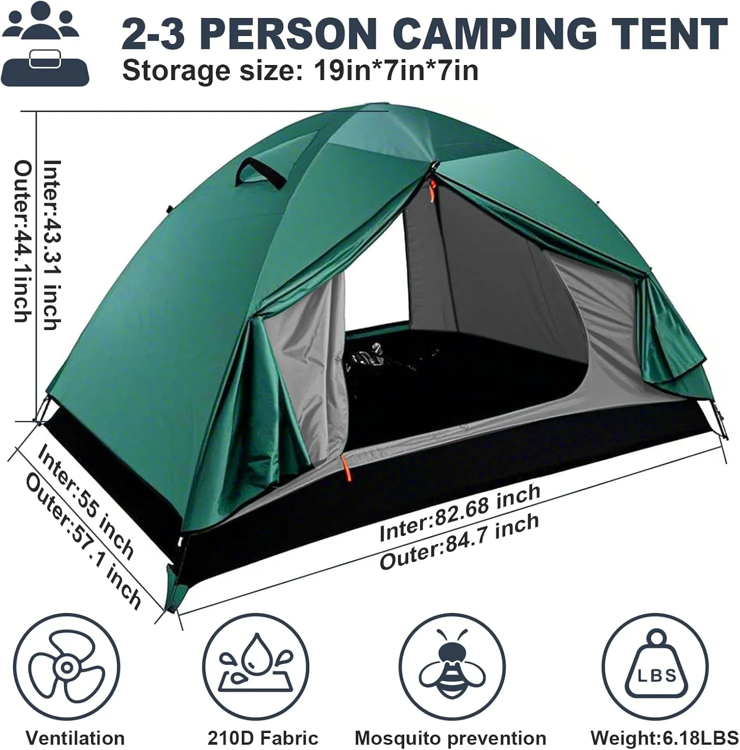 WILDROOTS Backpacking Tent, Mountain Hiking Tent for 2 Person, 4 Season Lightweight Camping Tent