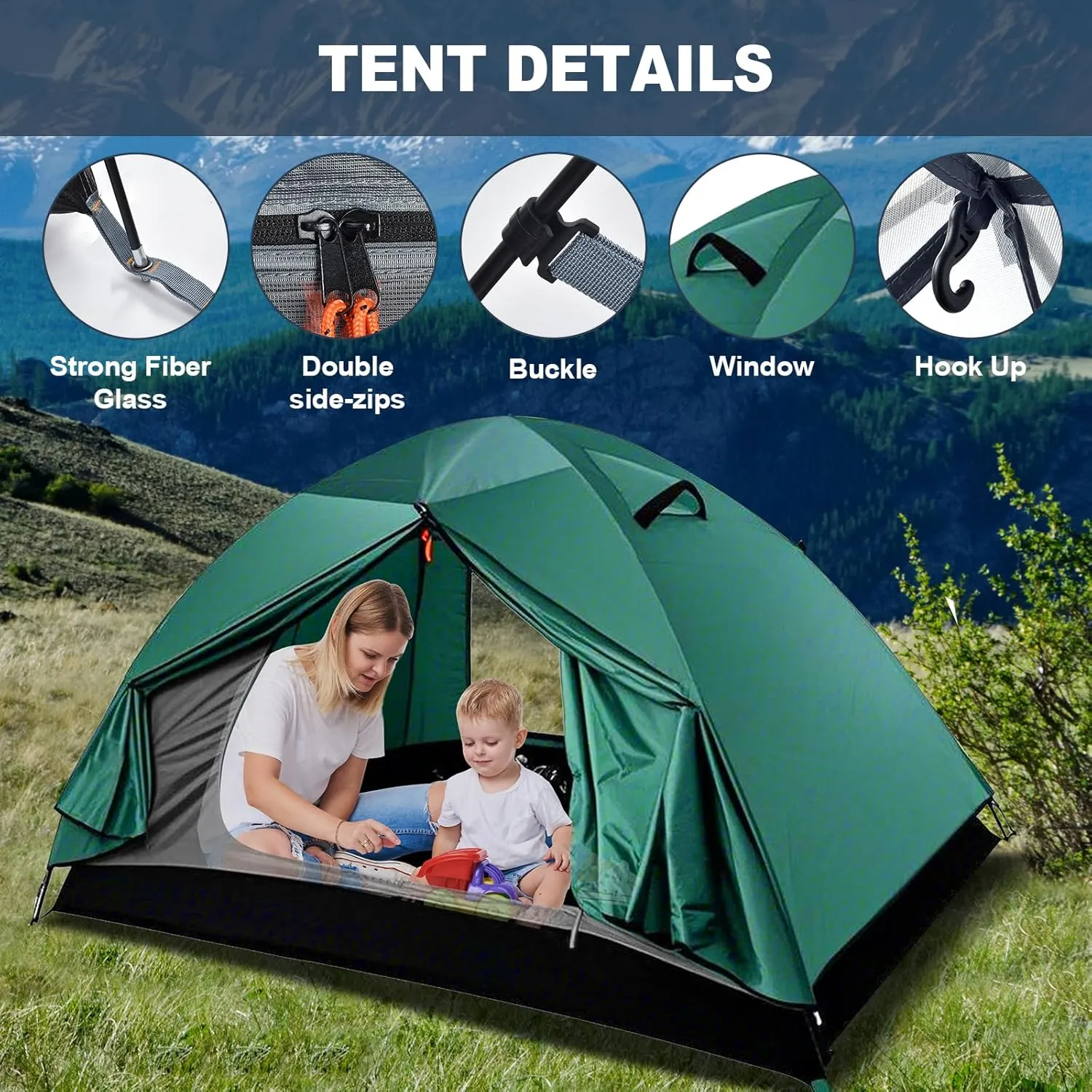 WILDROOTS Backpacking Tent, Mountain Hiking Tent for 2 Person, 4 Season Lightweight Camping Tent