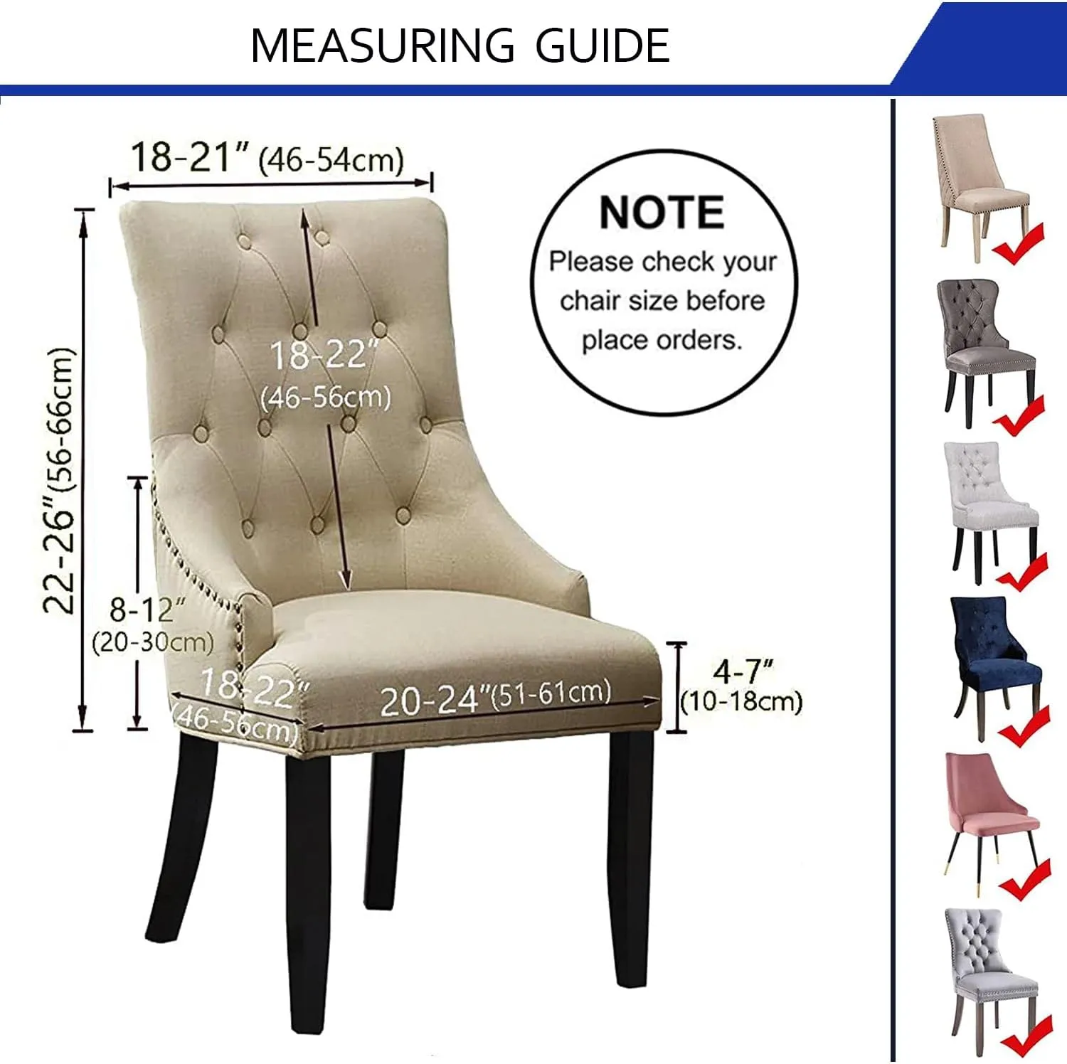 Wingback Side Chair Cover Stretch Dining Chair Covers Slipcovers Reusable Sloping Arm Chair Protector Cover Washable Upholstered Arm Dining Chair Cover for Dining Room Banquet Home Decor(A-dark gray,6