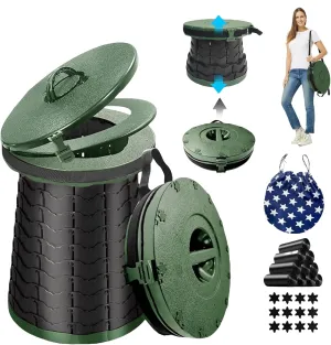 XXL Portable Toilet for Camping,19.7" H Adjustable Folding Toilet with Lid,Carry Bag,Capacity 880lbs,Retractable Portable Potty for Camping,Hiking,Travel,Car,Boat,Tent