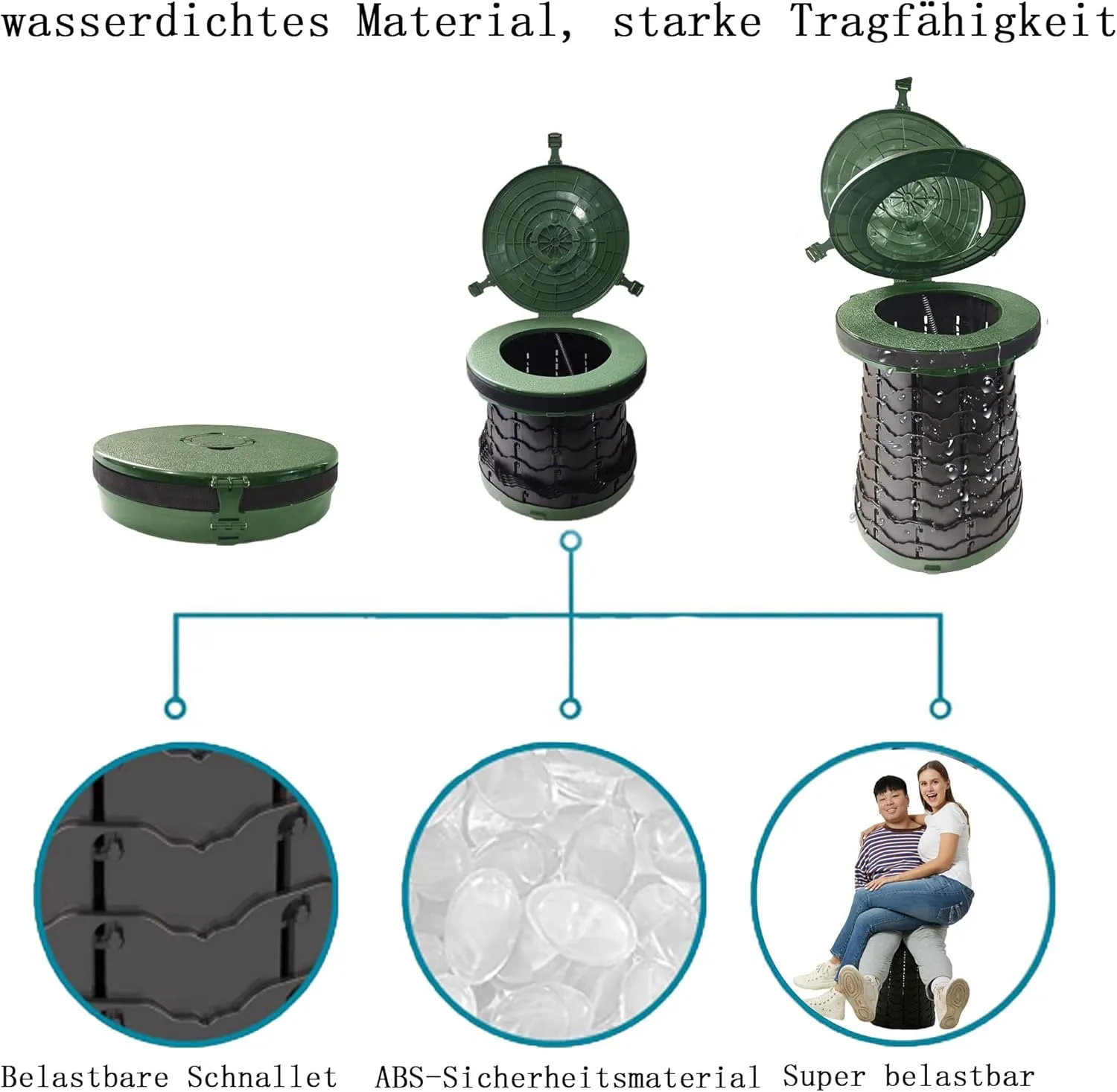 XXL Portable Toilet for Camping,19.7" H Adjustable Folding Toilet with Lid,Carry Bag,Capacity 880lbs,Retractable Portable Potty for Camping,Hiking,Travel,Car,Boat,Tent