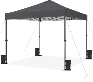 Yaheetech 12x12 Pop Up Canopy Easy Set-up Tent, Portable Outdoor Canopy Instant Tent, Heavy Duty Commercial Gazebo with Wheeled Carry Bag & 4 Sandbags for Home, Party & Outdoor Activities, Dark Gray