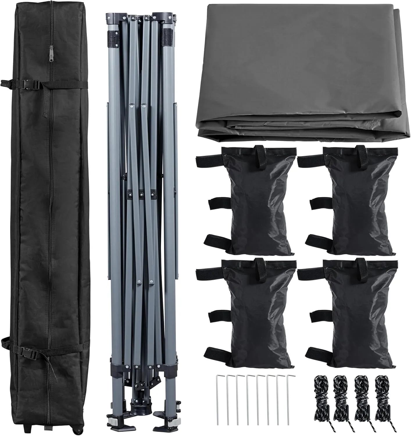Yaheetech 12x12 Pop Up Canopy Easy Set-up Tent, Portable Outdoor Canopy Instant Tent, Heavy Duty Commercial Gazebo with Wheeled Carry Bag & 4 Sandbags for Home, Party & Outdoor Activities, Dark Gray