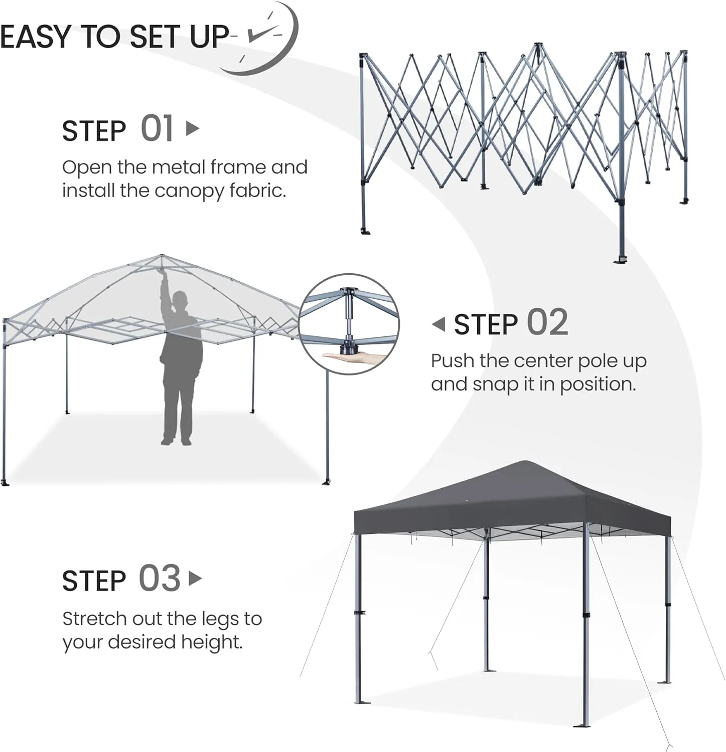 Yaheetech 12x12 Pop Up Canopy Easy Set-up Tent, Portable Outdoor Canopy Instant Tent, Heavy Duty Commercial Gazebo with Wheeled Carry Bag & 4 Sandbags for Home, Party & Outdoor Activities, Dark Gray