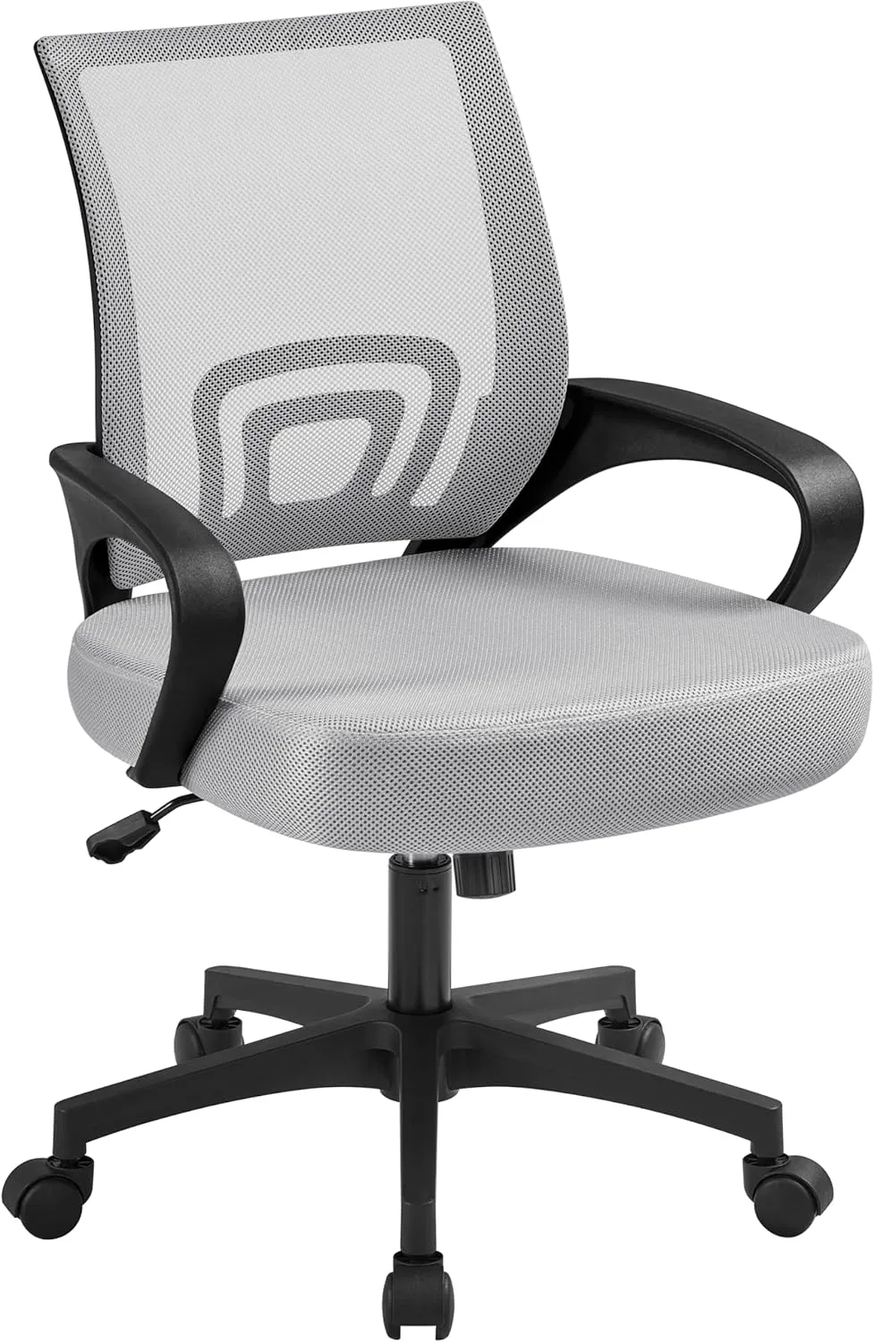 Yaheetech Ergonomic Office Chair Mid Back Computer Chair Mesh Desk Chair with Lumbar Support Armrest Executive Rolling Swivel Adjustable Task Chair for Adults, Grey