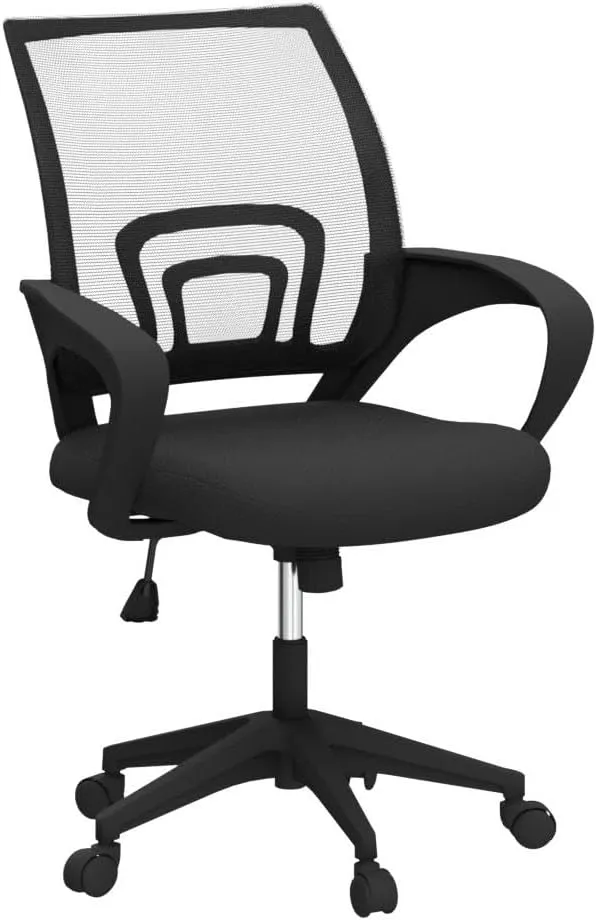 Yaheetech Office Chair Mid Back Swivel Lumbar Support Desk Chair, Height Adjustable Computer Ergonomic Mesh Chair with Armrest Black, 2-Pack