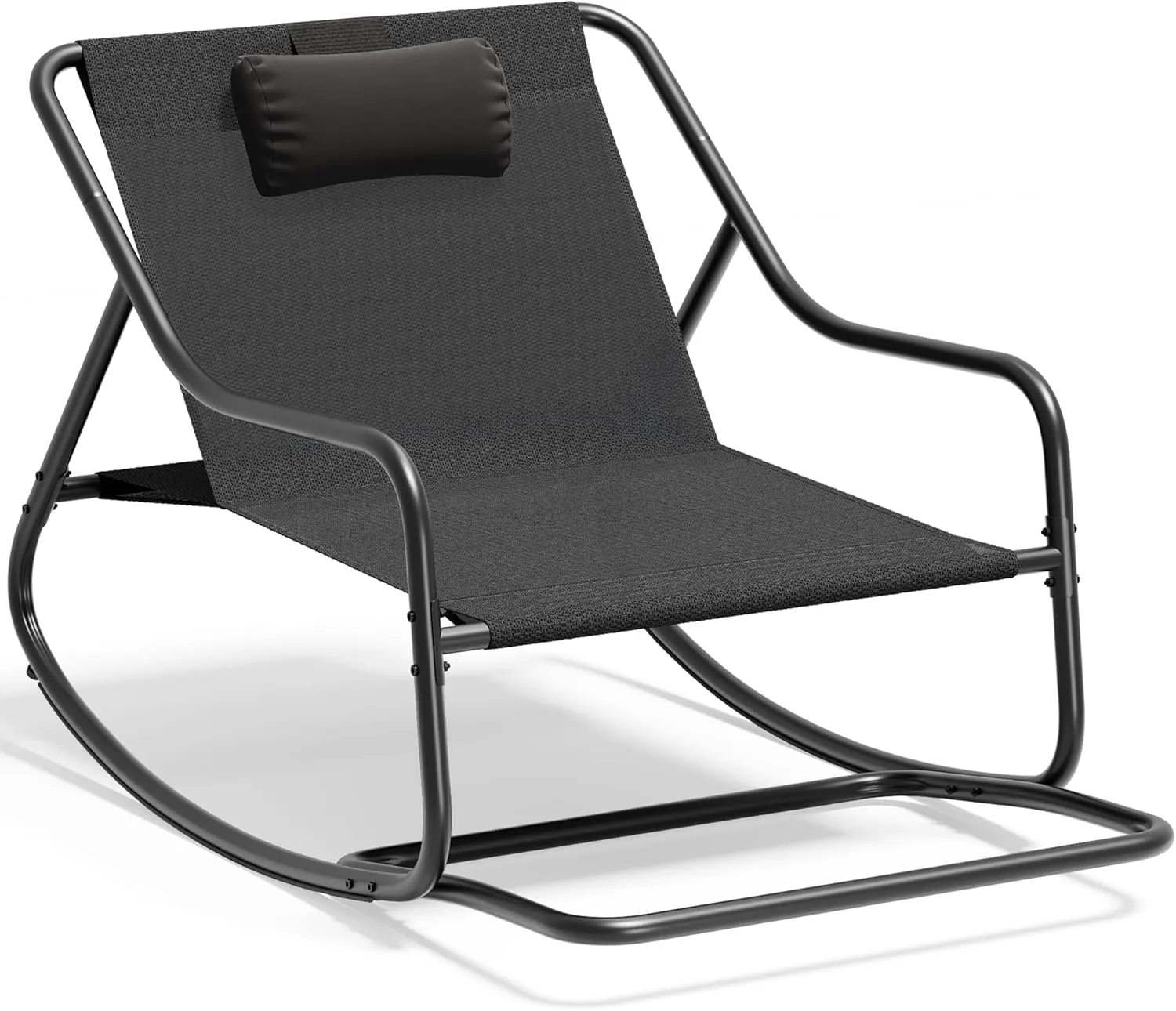 YITAHOME Patio Oversized Rocking Chair, Versatile Indoor/Outdoor Textilene Lounge with Metal Handrail and Footrest, Perfect for Living Room, Porch, or Backyard