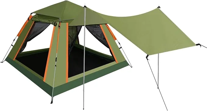 YUSING Instant Tents for Camping Pop Up Tent, Family Camping Tent for 4 Person, Pop Up Tent with Vestibule and Mesh Windows, UPF 50 