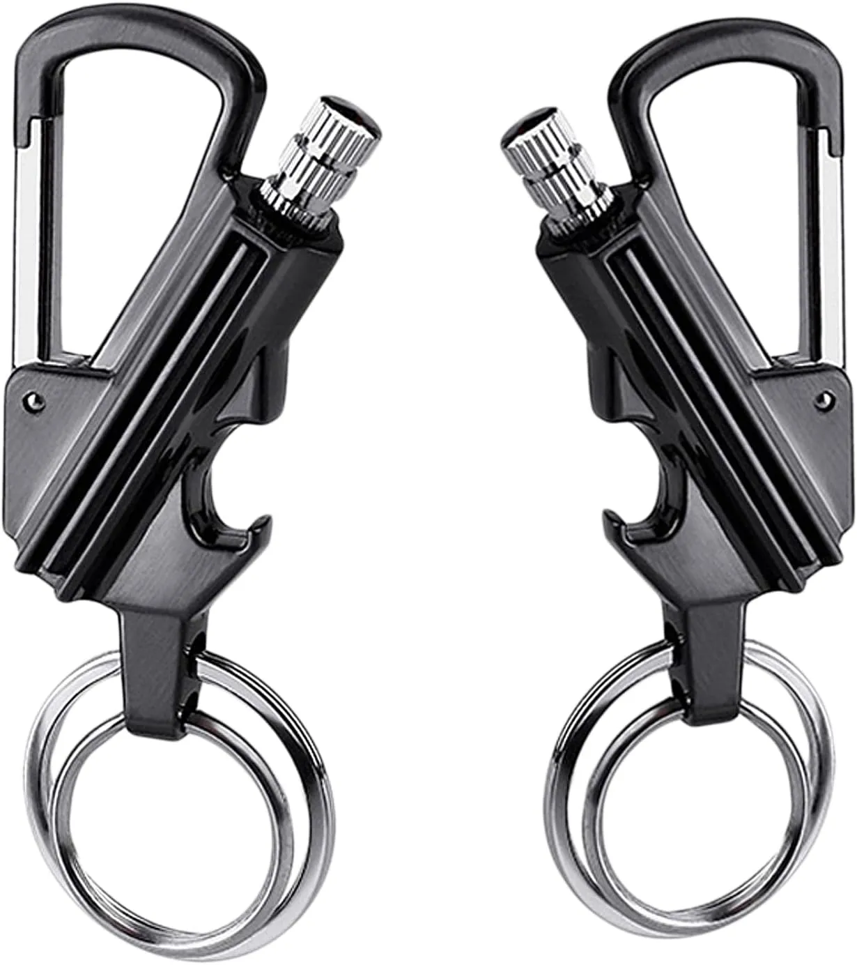 YUSUD 2 Pack Keychain Bottle Opener for Men, Permanent Match with Dual Side Flint Fire Starter, Waterproof Reusable Matchstick, Forever Match for Outdoor Survival, Everlasting Strike Anywhere Matches