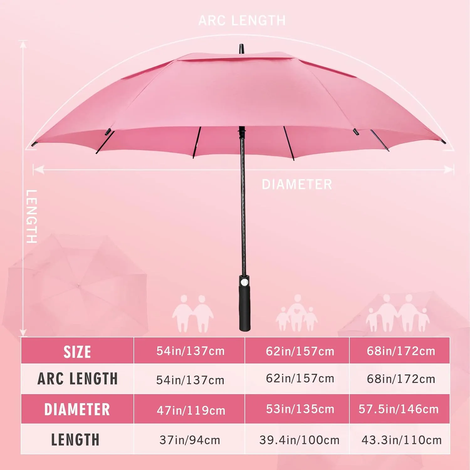ZOMAKE Large Golf Umbrella for Rain Heavy Duty,Big Golf umbrellas Windproof,51/54/62/68 Inch Extra Large Oversized Umbrella